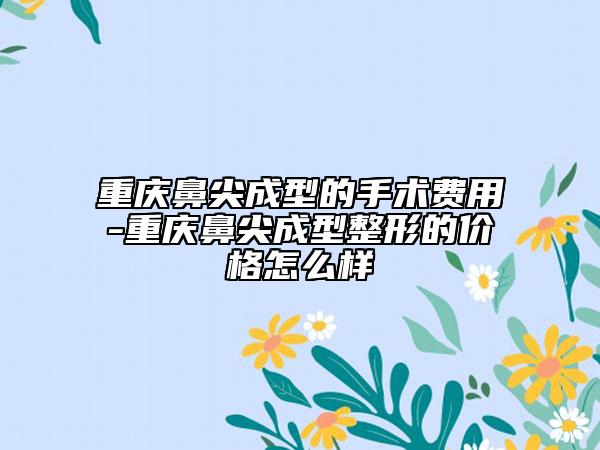 重庆鼻尖成型的手术费用-重庆鼻尖成型整形的价格怎么样