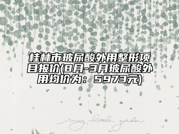 桂林市玻尿酸外用整形项目报价(8月-3月玻尿酸外用均价为：5973元)
