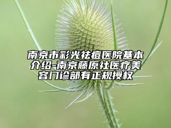 南京市彩光祛痘医院基本介绍-南京藤原社医疗美容门诊部有正规授权