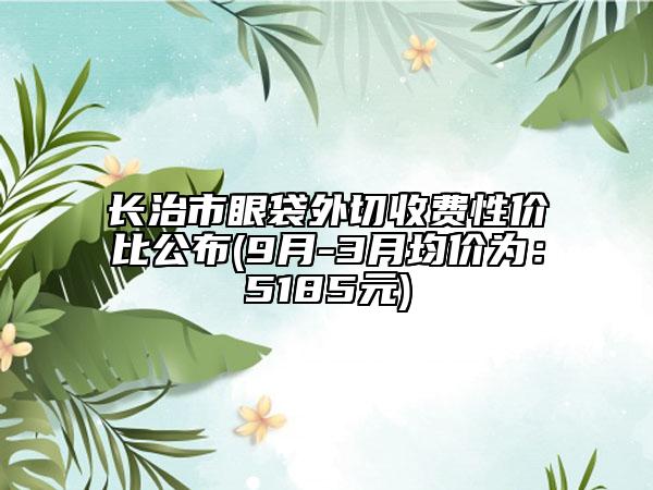长治市眼袋外切收费性价比公布(9月-3月均价为：5185元)