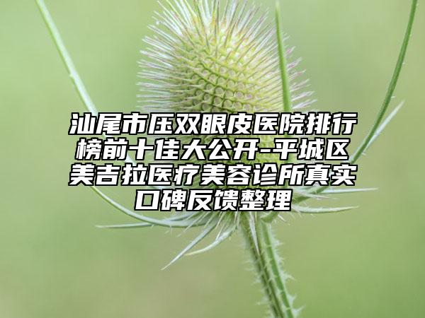 汕尾市压双眼皮医院排行榜前十佳大公开-平城区美吉拉医疗美容诊所真实口碑反馈整理