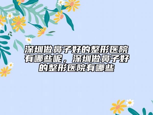 深圳做鼻子好的整形医院有哪些呢，深圳做鼻子好的整形医院有哪些