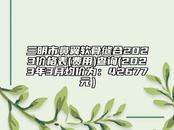 三明市鼻翼软骨缝合2023价格表(费用)查询(2023年3月均价为：42677元）