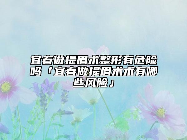 宜春做提眉术整形有危险吗「宜春做提眉术术有哪些风险」
