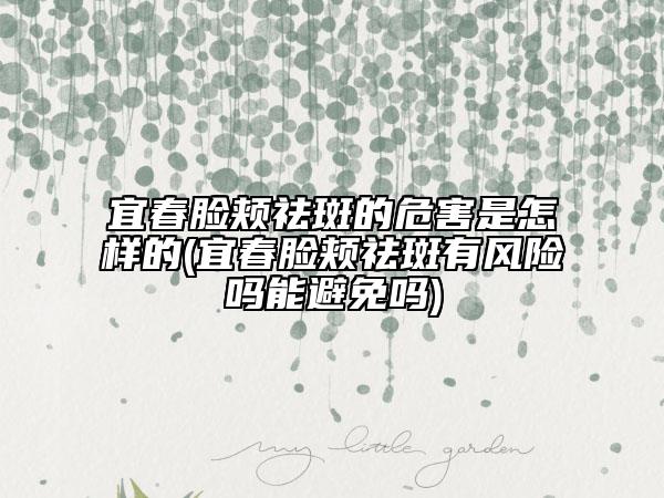 宜春脸颊祛斑的危害是怎样的(宜春脸颊祛斑有风险吗能避免吗)