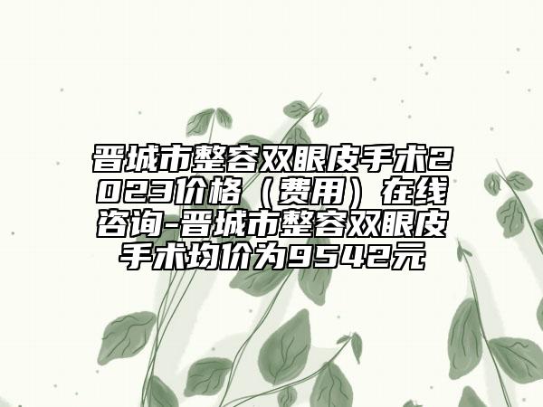 晋城市整容双眼皮手术2023价格（费用）在线咨询-晋城市整容双眼皮手术均价为9542元