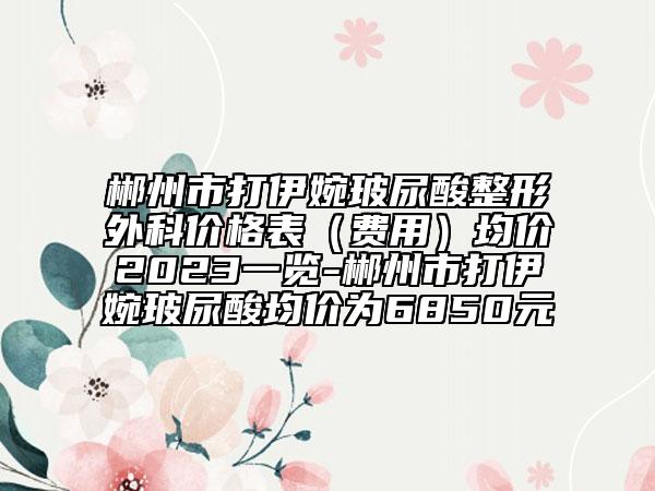 郴州市打伊婉玻尿酸整形外科价格表（费用）均价2023一览-郴州市打伊婉玻尿酸均价为6850元
