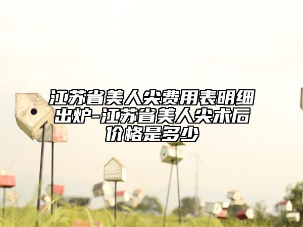 江苏省美人尖费用表明细出炉-江苏省美人尖术后价格是多少