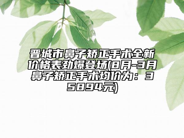 晋城市鼻子矫正手术全新价格表劲爆登场(8月-3月鼻子矫正手术均价为：35894元)