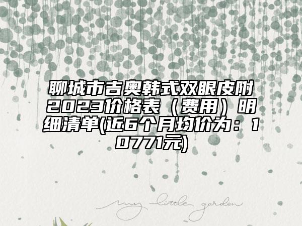 聊城市吉奥韩式双眼皮附2023价格表（费用）明细清单(近6个月均价为：10771元)