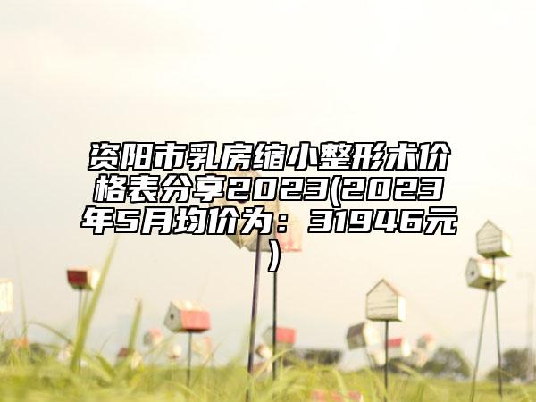 资阳市乳房缩小整形术价格表分享2023(2023年5月均价为：31946元）