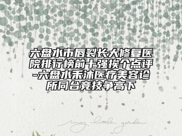 六盘水市唇裂长大修复医院排行榜前十强挨个点评-六盘水禾沐医疗美容诊所同台竞技争高下