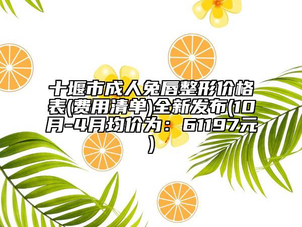 十堰市成人兔唇整形价格表(费用清单)全新发布(10月-4月均价为：61197元)