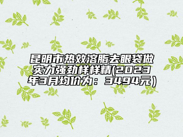 昆明市热效溶脂去眼袋做实力强劲样样精(2023年3月均价为：3494元）