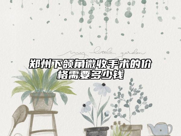 郑州下颌角微收手术的价格需要多少钱