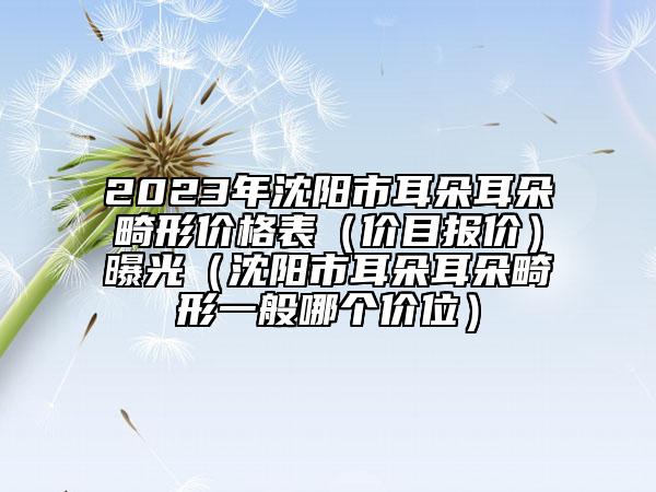 2023年沈阳市耳朵耳朵畸形价格表（价目报价）曝光（沈阳市耳朵耳朵畸形一般哪个价位）