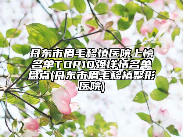 丹东市眉毛移植医院上榜名单TOP10强详情名单盘点(丹东市眉毛移植整形医院)