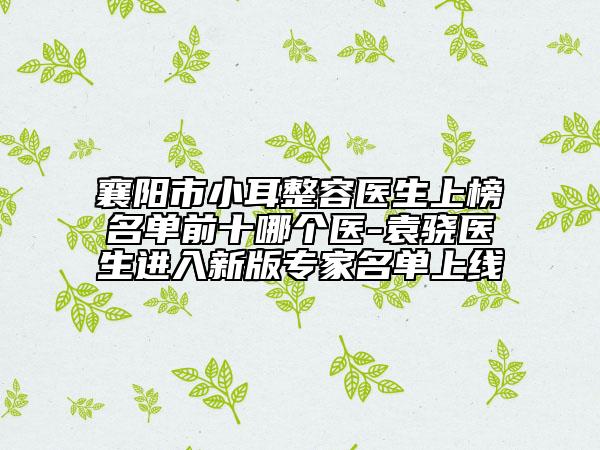 襄阳市小耳整容医生上榜名单前十哪个医-袁骁医生进入新版专家名单上线