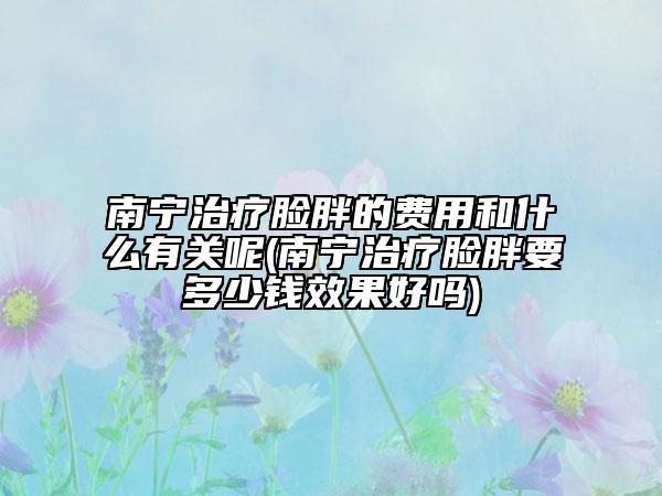 南宁治疗脸胖的费用和什么有关呢(南宁治疗脸胖要多少钱效果好吗)