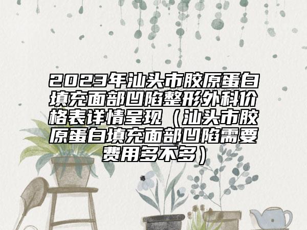 2023年汕头市胶原蛋白填充面部凹陷整形外科价格表详情呈现（汕头市胶原蛋白填充面部凹陷需要费用多不多）