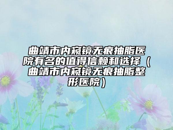 曲靖市内窥镜无痕抽脂医院有名的值得信赖和选择（曲靖市内窥镜无痕抽脂整形医院）