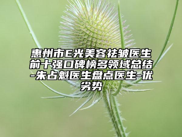 惠州市E光美容祛皱医生前十强口碑榜多领域总结-朱占魁医生盘点医生-优劣势