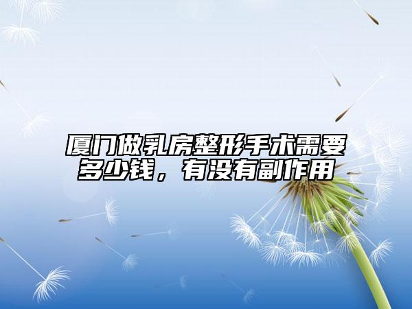 厦门做乳房整形手术需要多少钱，有没有副作用