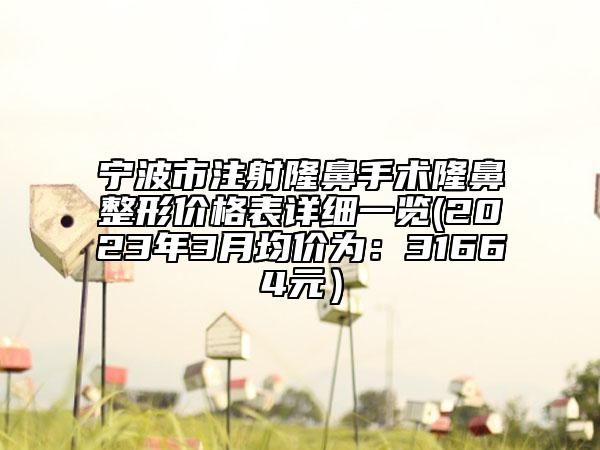 宁波市注射隆鼻手术隆鼻整形价格表详细一览(2023年3月均价为：31664元）