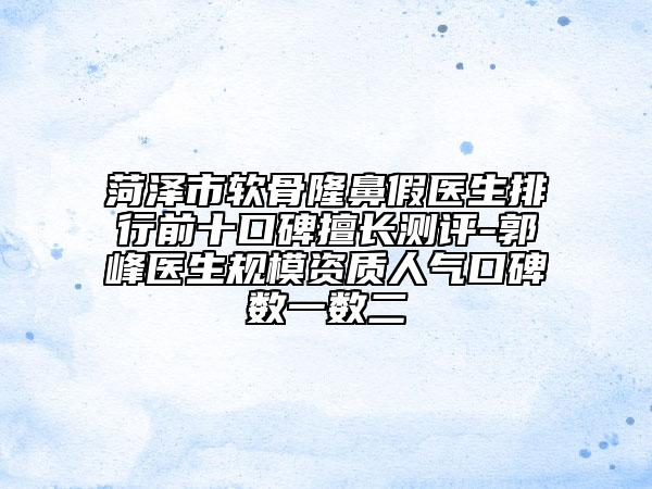 菏泽市软骨隆鼻假医生排行前十口碑擅长测评-郭峰医生规模资质人气口碑数一数二
