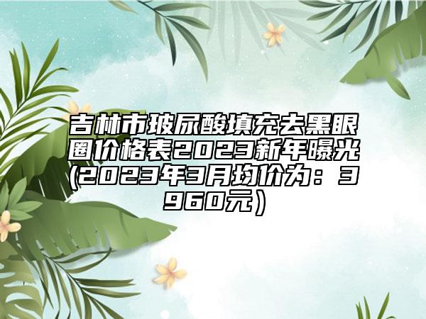 吉林市玻尿酸填充去黑眼圈价格表2023新年曝光(2023年3月均价为：3960元）