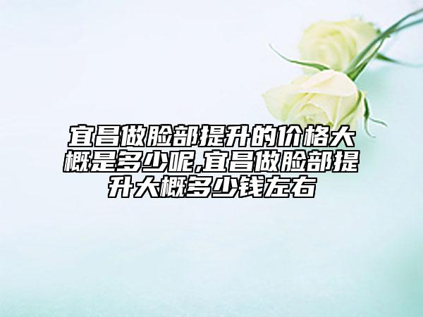 宜昌做脸部提升的价格大概是多少呢,宜昌做脸部提升大概多少钱左右