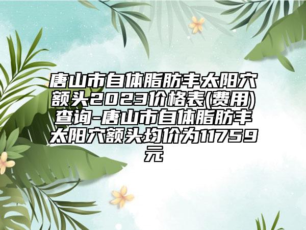 唐山市自体脂肪丰太阳穴额头2023价格表(费用)查询-唐山市自体脂肪丰太阳穴额头均价为11759元