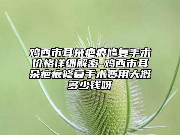 鸡西市耳朵疤痕修复手术价格详细解密-鸡西市耳朵疤痕修复手术费用大概多少钱呀