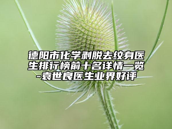 德阳市化学剥脱去纹身医生排行榜前十名详情一览-袁世良医生业界好评