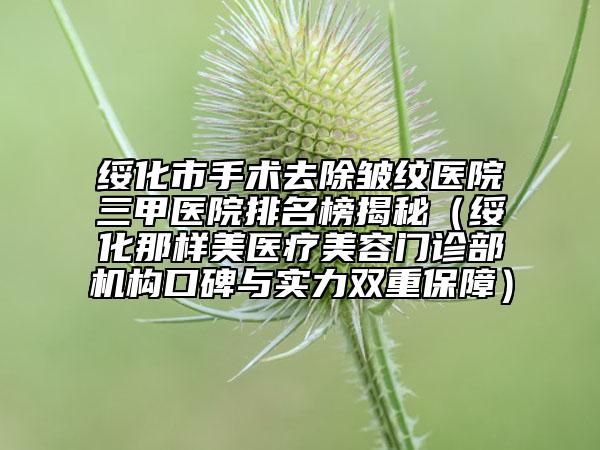 绥化市手术去除皱纹医院三甲医院排名榜揭秘（绥化那样美医疗美容门诊部机构口碑与实力双重保障）