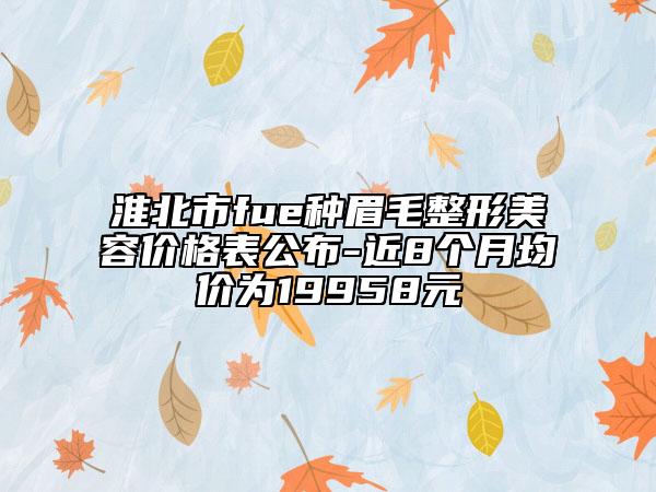 淮北市fue种眉毛整形美容价格表公布-近8个月均价为19958元