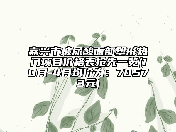 嘉兴市玻尿酸面部塑形热门项目价格表抢先一览(10月-4月均价为：70573元)