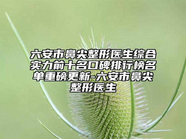 六安市鼻尖整形医生综合实力前十名口碑排行榜名单重磅更新-六安市鼻尖整形医生