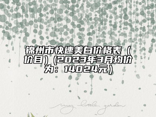 锦州市快速美白价格表（价目）(2023年3月均价为：14024元）