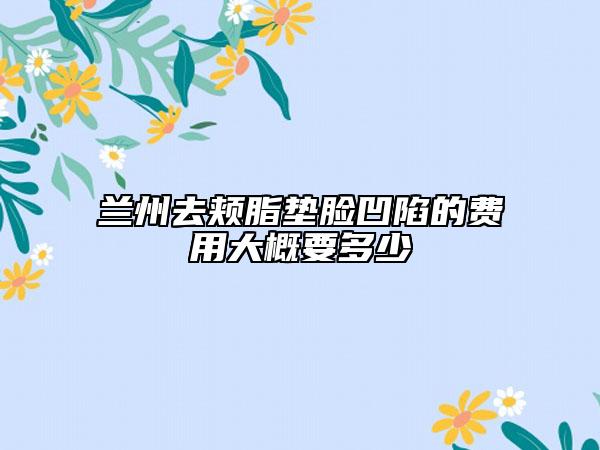 兰州去颊脂垫脸凹陷的费用大概要多少