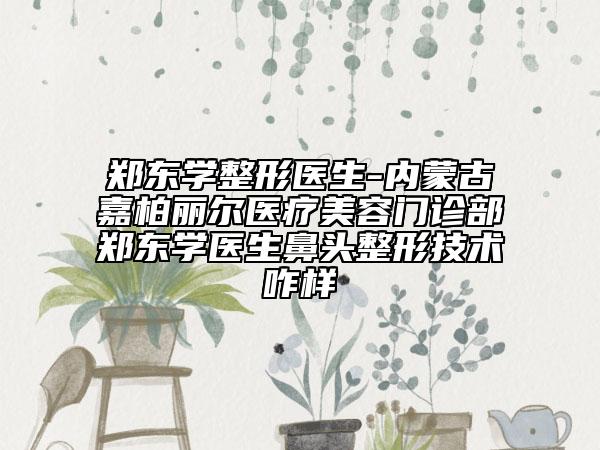 郑东学整形医生-内蒙古嘉柏丽尔医疗美容门诊部郑东学医生鼻头整形技术咋样