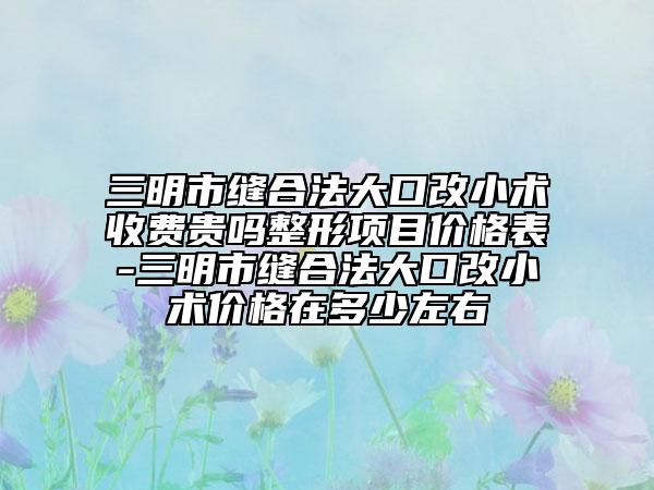 三明市缝合法大口改小术收费贵吗整形项目价格表-三明市缝合法大口改小术价格在多少左右