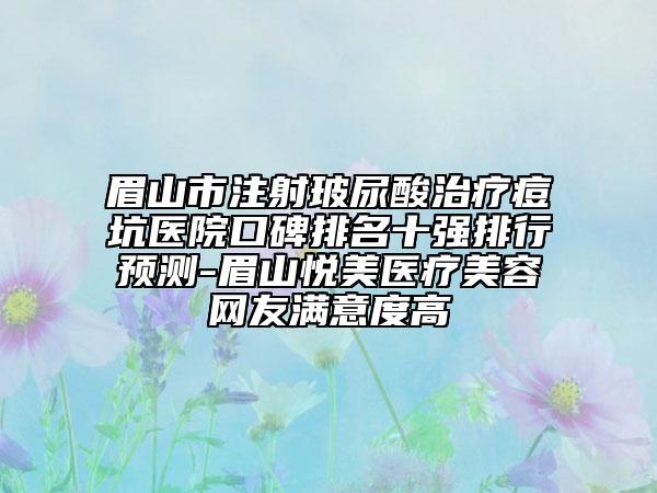 眉山市注射玻尿酸治疗痘坑医院口碑排名十强排行预测-眉山悦美医疗美容网友满意度高