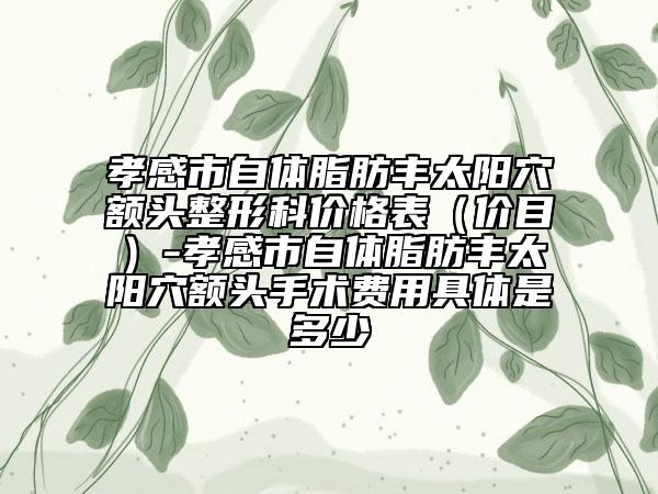 孝感市自体脂肪丰太阳穴额头整形科价格表（价目）-孝感市自体脂肪丰太阳穴额头手术费用具体是多少