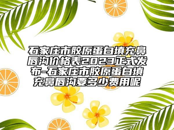 石家庄市胶原蛋白填充鼻唇沟价格表2023正式发布-石家庄市胶原蛋白填充鼻唇沟要多少费用呢