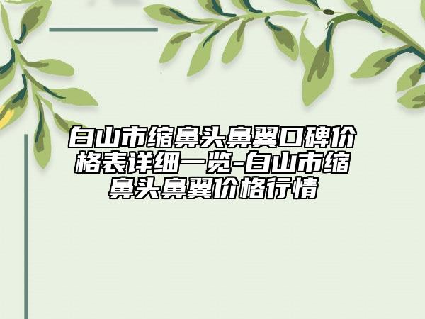 白山市缩鼻头鼻翼口碑价格表详细一览-白山市缩鼻头鼻翼价格行情