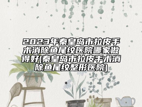 2023年秦皇岛市拉皮手术消除鱼尾纹医院哪家做得好(秦皇岛市拉皮手术消除鱼尾纹整形医院)