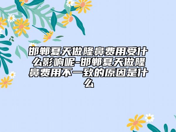 邯郸夏天做隆鼻费用受什么影响呢-邯郸夏天做隆鼻费用不一致的原因是什么