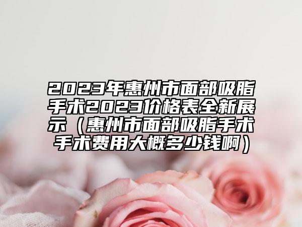 2023年惠州市面部吸脂手术2023价格表全新展示（惠州市面部吸脂手术手术费用大概多少钱啊）