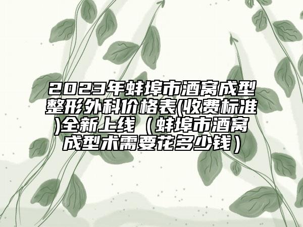 2023年蚌埠市酒窝成型整形外科价格表(收费标准)全新上线（蚌埠市酒窝成型术需要花多少钱）